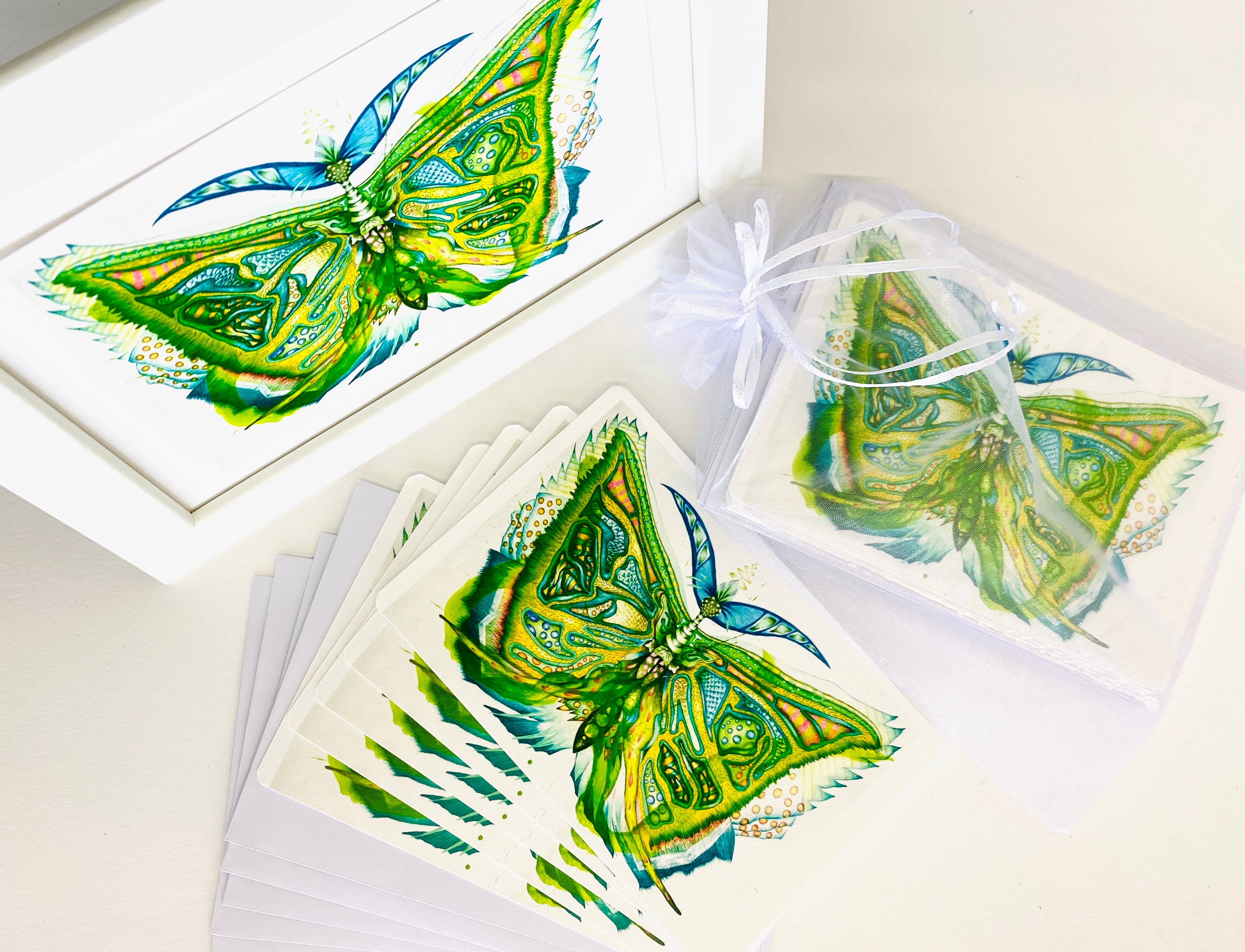 The Emerald Moth greeting card set of five